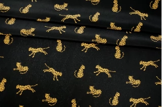 Крепдешин шёлковый Max Mara Гепарды на чёрном MM H31 N30 30092555