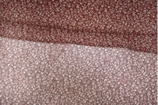 Шифон шёлковый MAX MARA Белые цветы на винном MM H28/1 N50 30092572