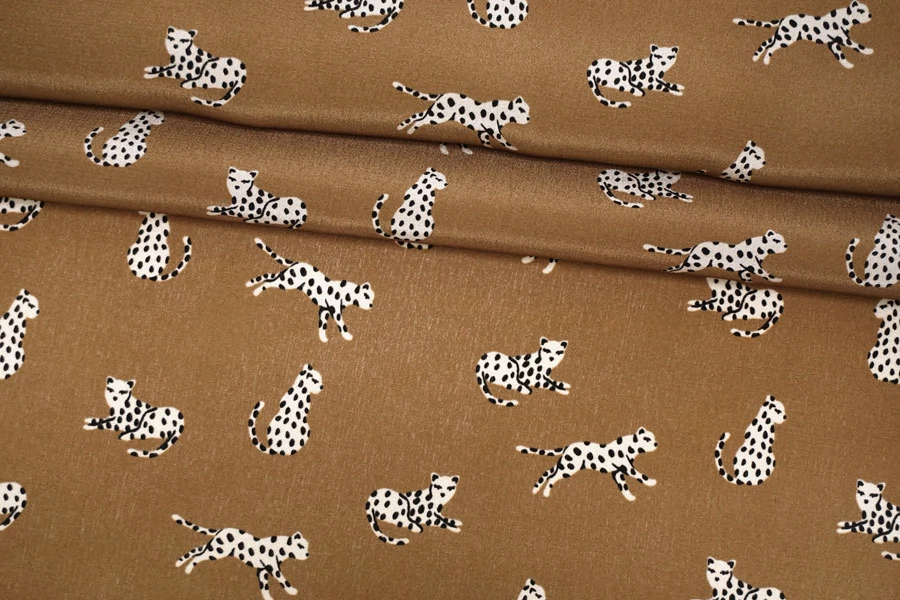 Крепдешин шёлковый Max Mara Гепарды на карамельном MM H31 O60 30092574