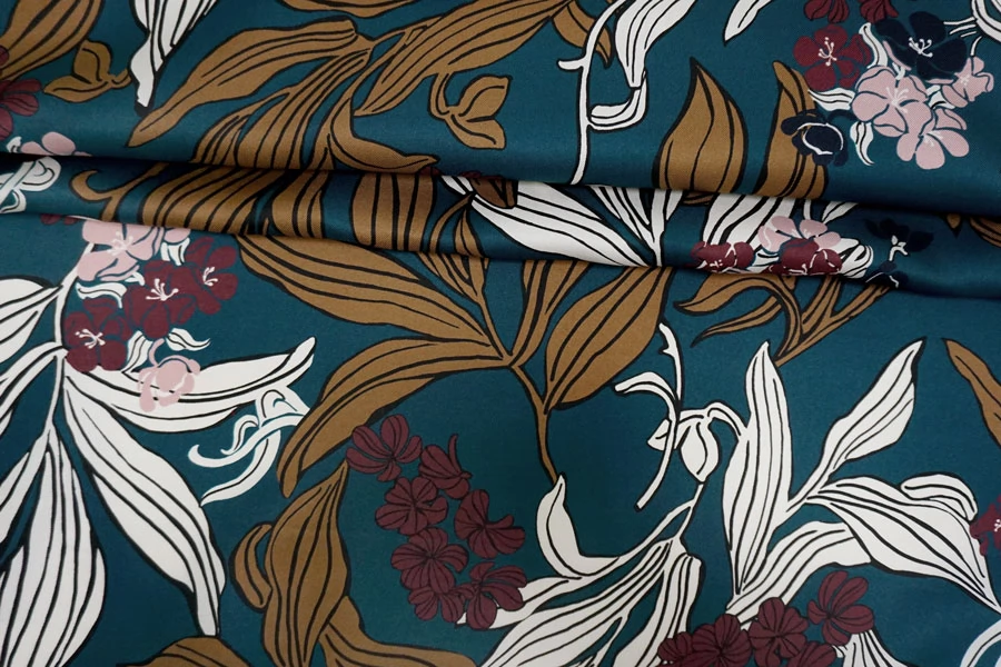 Шёлковый твил MAX MARA Цветы на сине-зелёном MM H31 N20 30092576