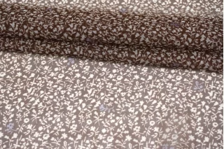 Шифон шёлковый MAX MARA Белые цветы на коричневом MM H28/1 N50 31092516