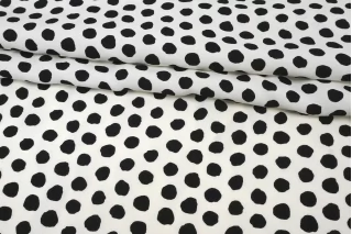 Креповая вискоза плательная MAX MARA Приглушённо-белая в чёрный горох MM H21/7 i50 1102510