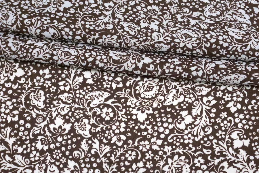 Креповая вискоза плательно-блузочная MAX MARA Орнамент бело-коричневый ММ H21/8 i30 1102513