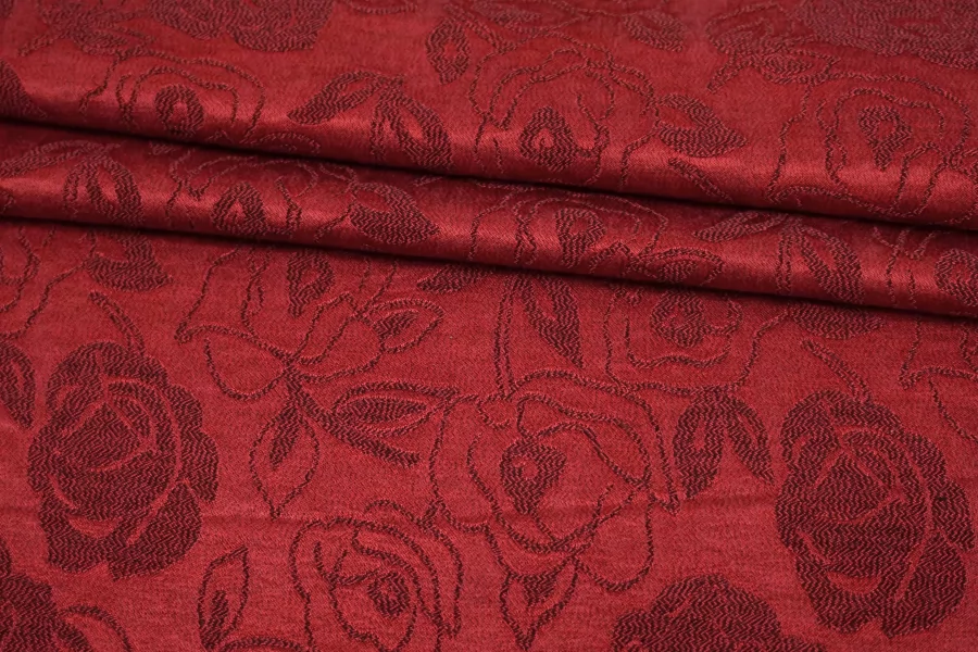 Купра плательная жаккардовая MAX MARA Бордовые цветы MM H24 O70  1102516