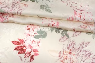 Атласная вискоза плательно-блузочная MAX MARA Цветы на кремовом MM H21/2 i30 1102530