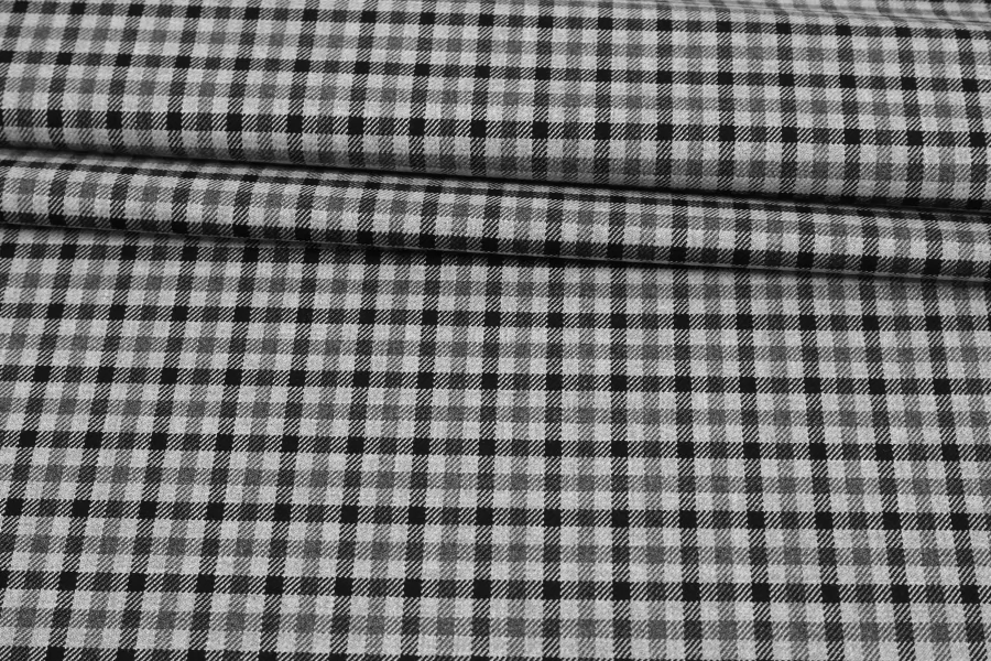 Костюмная поливискоза в клетку MAX MARA Чёрно-серая MM H64 BB20  1102545