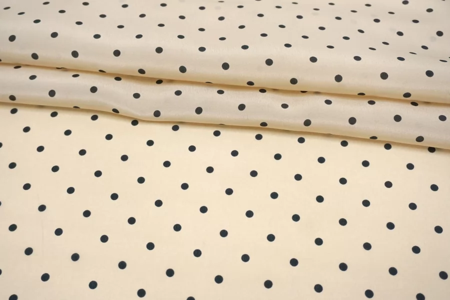 Крепдешин шелковый MAX MARA Чёрный горошек на светло-бежевом MM H31 N50 30092529