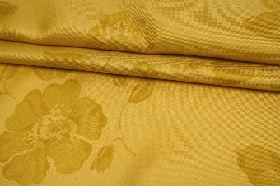 Шёлковый твил двусторонний MAX MARA Цветочный золотисто-горчичный MM H31 O60 30092553
