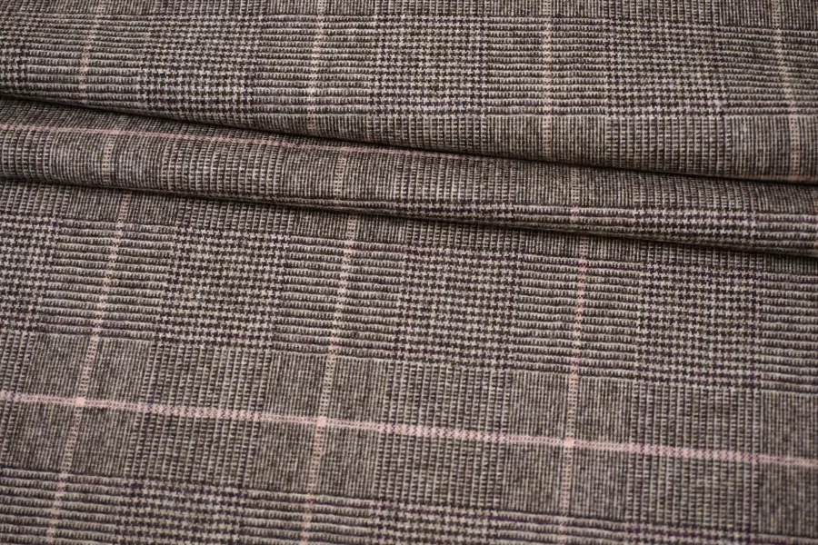 Костюмная фланель-стрейч шерстяная CERRUTI Гленчек бежево-коричневая BL H60/1 FF30 30102505