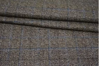 Твид шерстяной с кашемиром CERRUTI Серо-коричневый в клетку BL H60/1 FF30 30102507