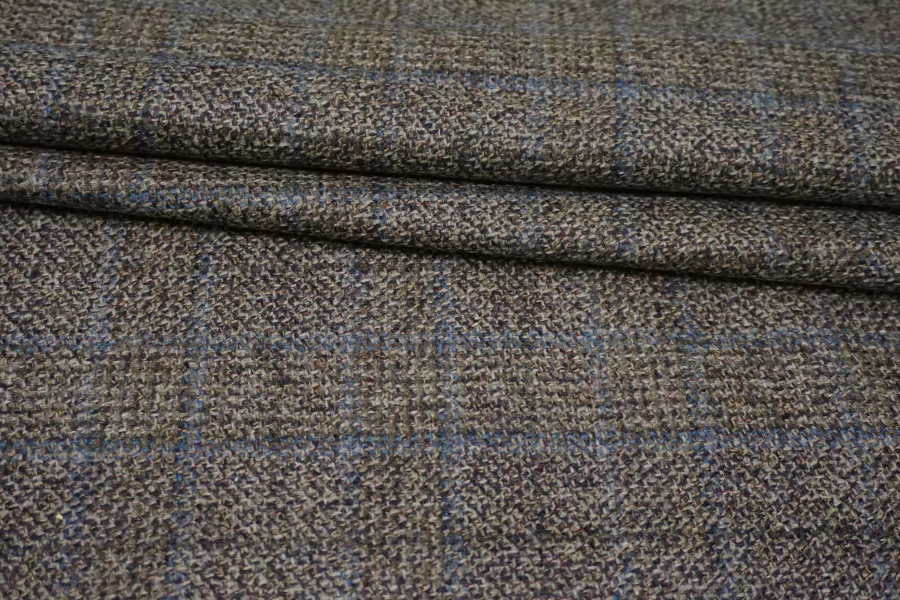 Твид шерстяной с кашемиром CERRUTI Серо-коричневый в клетку BL H60/1 FF30 30102507