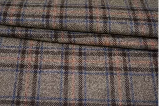 Твид шерстяной со льном и кашемиром CERRUTI Серо-коричневый в клетку BL H60/1 FF30 30102511