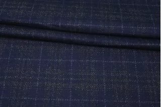 Твид шерстяной с кашемиром CERRUTI Синий в клетку BL H60/1 jj20 30102517