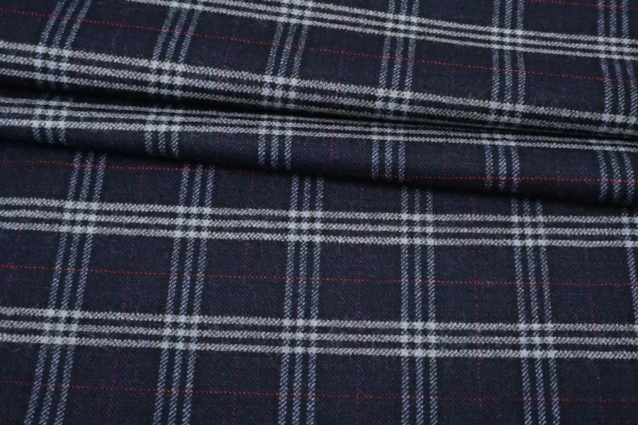 Костюмная шерсть Клетка Тёмно-синяя BL H60/2 FF40 30102518