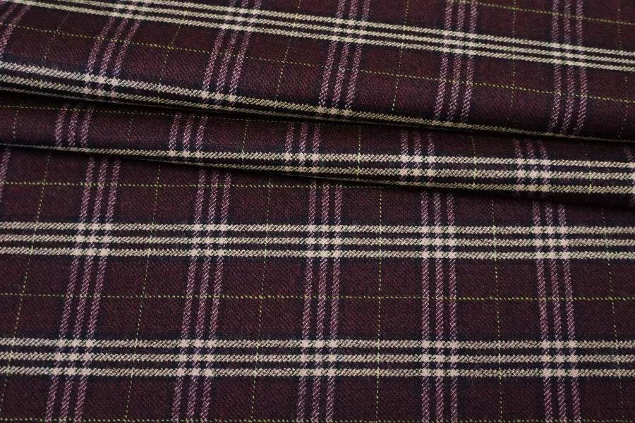 Костюмная шерсть стрейч CERRUTI Клетка Бургунди BL H60/2 FF60 30102521