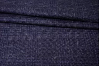 Твид шерстяной с кашемиром костюмный CERRUTI в клетку Синий BL H60/1 jj20 30102516