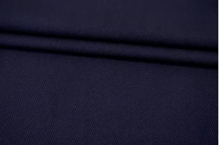 Костюмно-плательная шерсть в елочку Темно-синяя BRS H59/5 GG70 12082526
