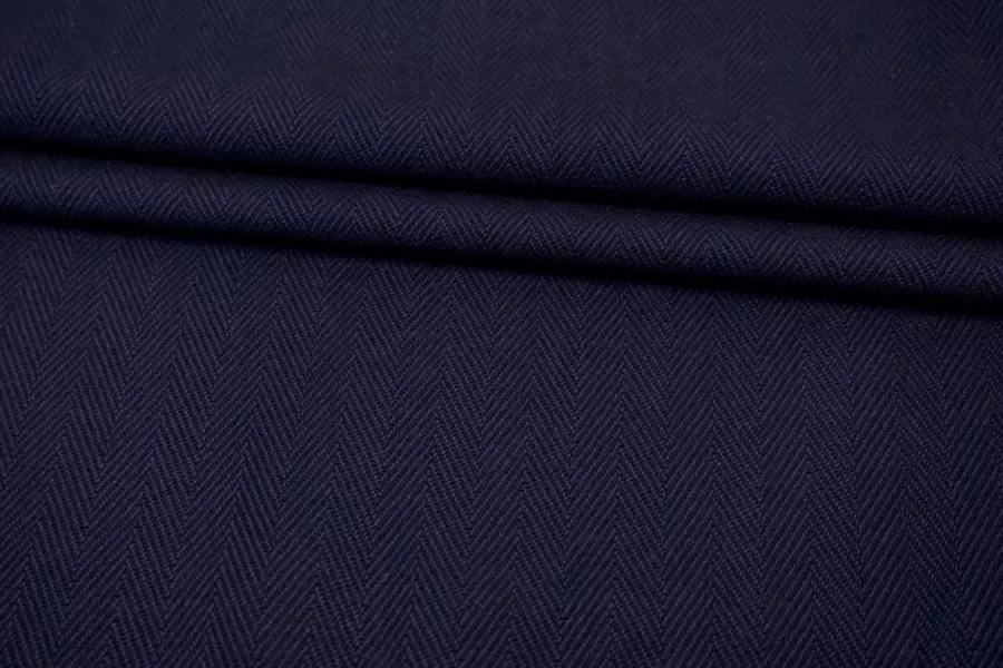 Костюмно-плательная шерсть в елочку Темно-синяя BRS H59/5 GG70 12082526