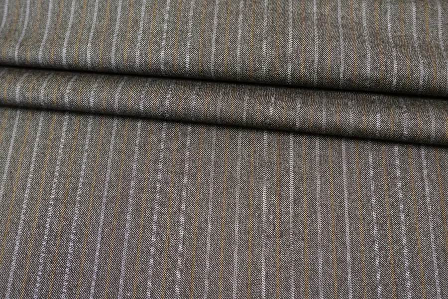 Костюмно-плательная шерсть в полоску Серо-коричневая BRS H62 FF30 12082534