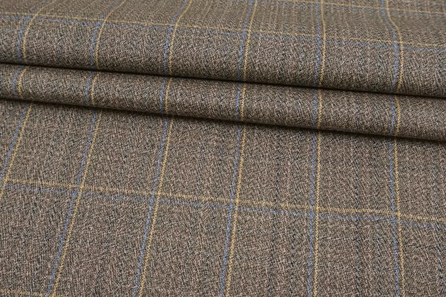 Костюмная шерсть в клетку Серо-коричневая BRS H62 HH40 12082539