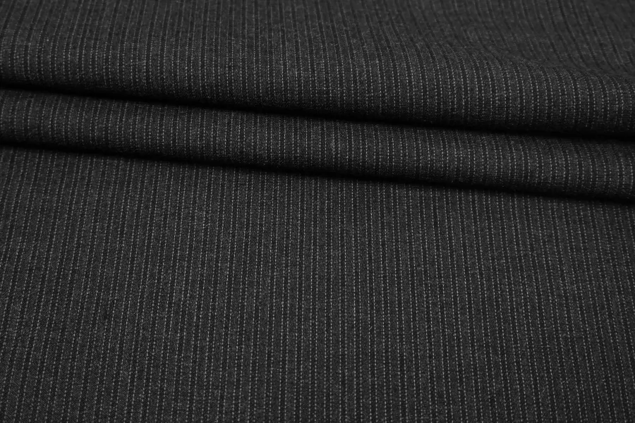 Костюмный хлопок с шерстью в полоску Тёмно-серый BRS H60/4  ii70 12082566