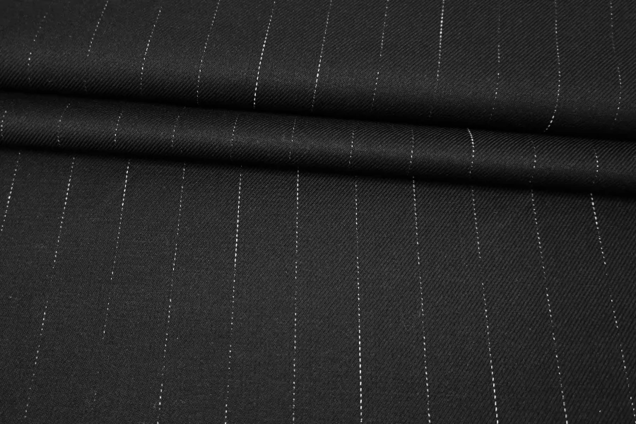 Костюмная шерсть плотная в полоску Черная H60/4 jj50 12082568