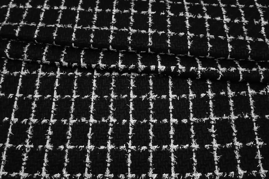 Твид шанель шерстяной с люрексом BALMAIN Черно-белый TRC H68/5 ЕЕ30 18072549