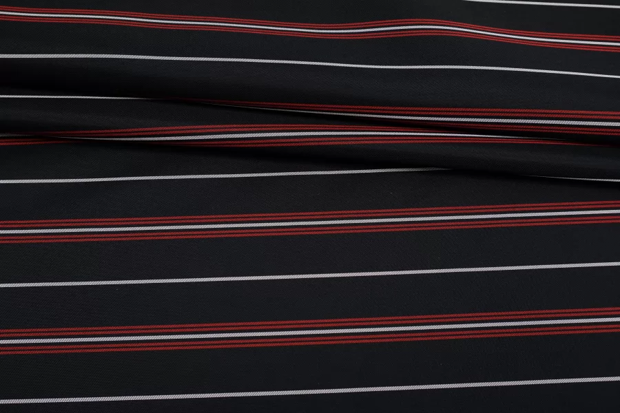 Подкладочная вискоза в полоску Черно-белая с красным SF H50/3 U66 21062530