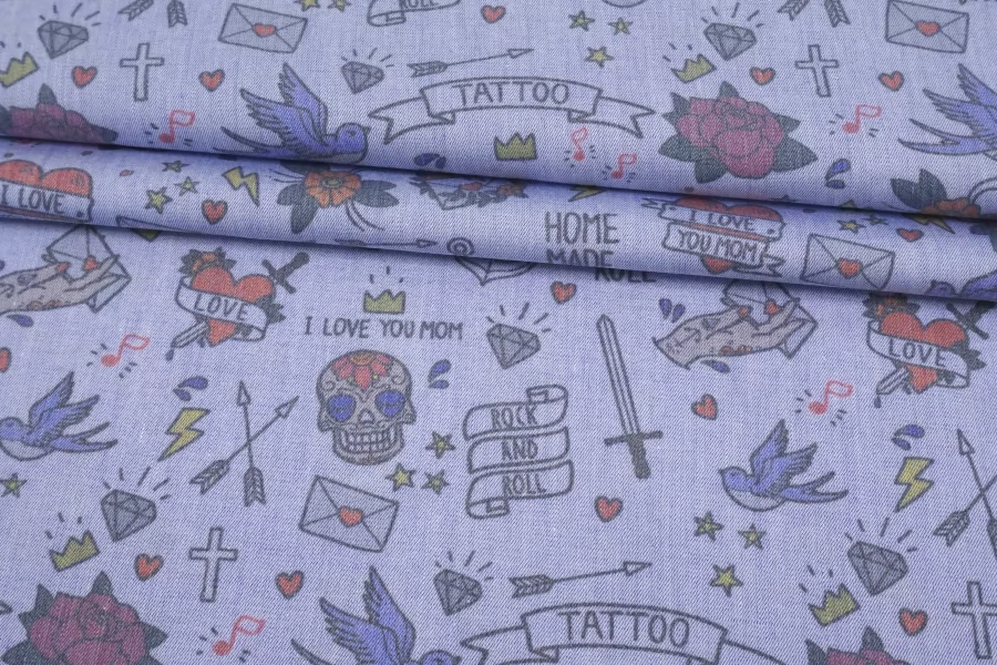 Хлопок рубашечно-плательный MOSCHINO Тату TRC H9/7 A70 9072505