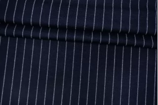 Трикотаж хлопковый с кашемиром и шёлком MAX MARA Тёмно-синий в белую полоску MM H41/4 X40 1102597