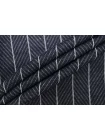 Трикотаж хлопковый MAX MARA Тёмный сине-серый в полоску и ёлочку MM H41/4 X40 1102599