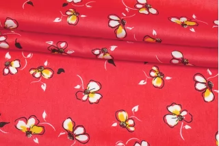 Атласная вискоза плательно-блузочная Цветы на тёмно-розовом SMF H21 H20 15052502