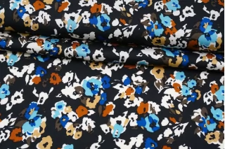 Атласная вискоза плательно-блузочная Цветы на чёрном SMF H21/5 H30 15052503