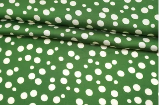 Атласная вискоза плательно-блузочная в Горошек на зелёном SMF H21/5 H50 15052504