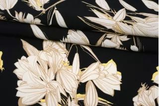 Вискоза креповая плательная Цветы на чёрном SMF H21 H60 15052512