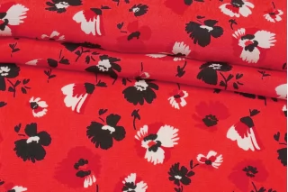 Вискоза креповая плательная Цветы на красно-розовом SMF H21/13 H70 15052515