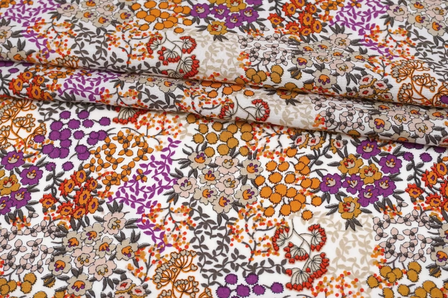 Вискоза плательная Цветы на белом SMF H21/13 H60 15052518