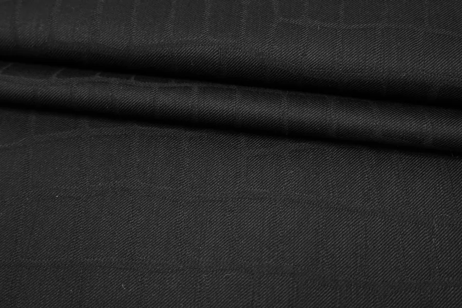 Плательно-костюмная шерсть жаккардовая тонкая Черная BNC H59/6 ii70 21052530