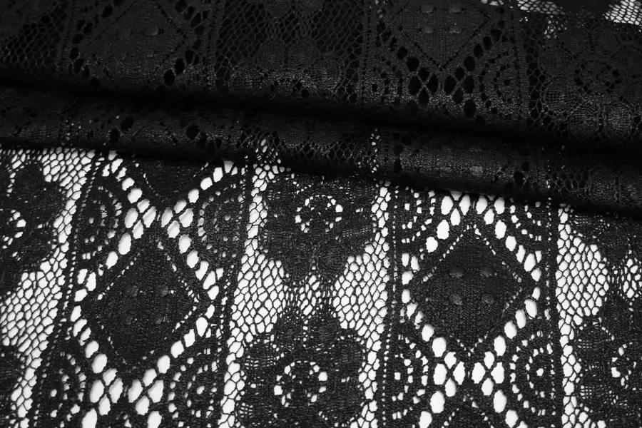 Кружево хлопковое с накатом Чёрное BNC H35 F66 21052539