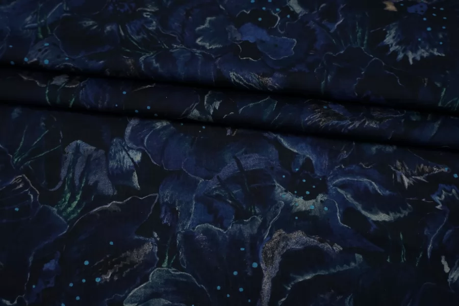 Батист хлопковый Черно-синий Цветы FRM H2/2 A33 29062570