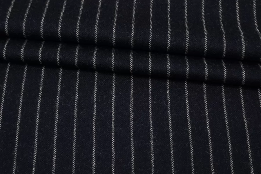 Фланель шерстяная с кашемиром в полоску Темно-синяя FRM H60/4 GG70  29062573