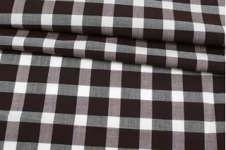 Хлопок рубашечный в клетку Коричнево-белый FRM Н6 B60 29062577