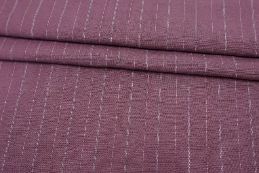Лён с хлопком костюмно-плательный в полоску Брусничный FRM Н16/2 E00 29062594