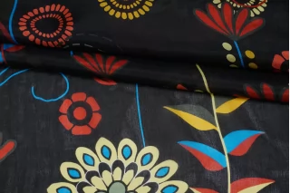 Батист шёлковый Цветы на чёрном BL H28/1 N50 30052514