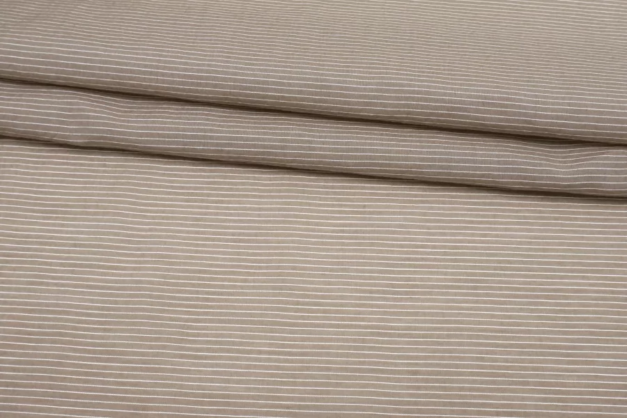 Сирсакер батистовый хлопок с шёлком в полоску Кофейно-бежевый  BL H7 B10 30052523