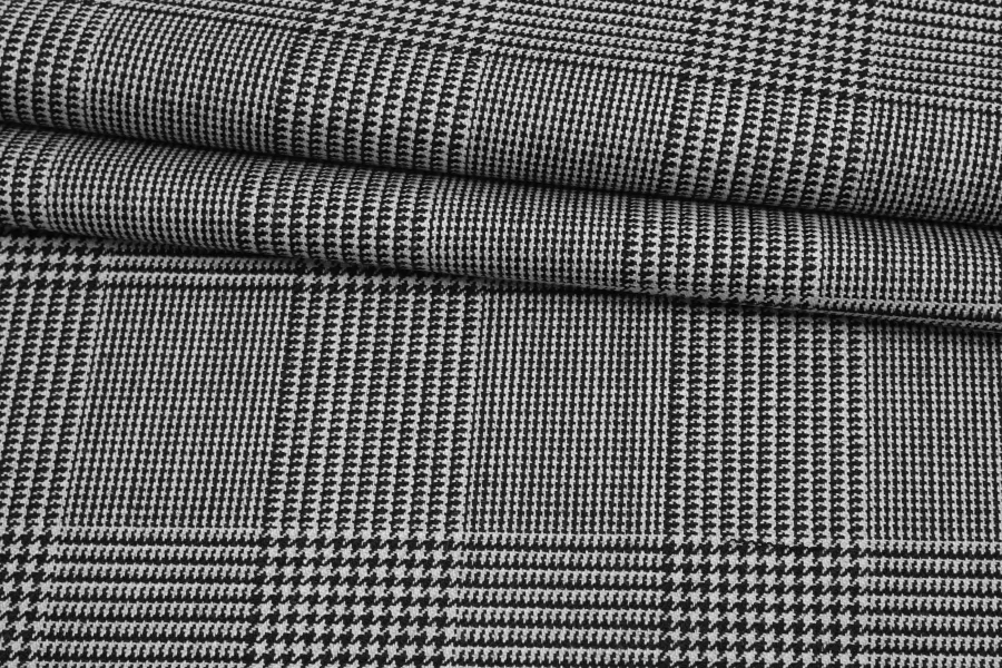 Костюмно-плательная шерсть би-стрейч Чёрно-серая гленчек BL H62 FF20 30052551
