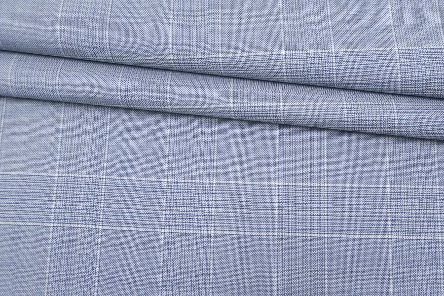 Костюмно-плательная шерсть CERRUTI Бело-голубая в клетку BL H62 GG10 30052562