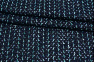 Твид шанель Чёрный с синим и бирюзовым CVC H68/2 L60 31052532