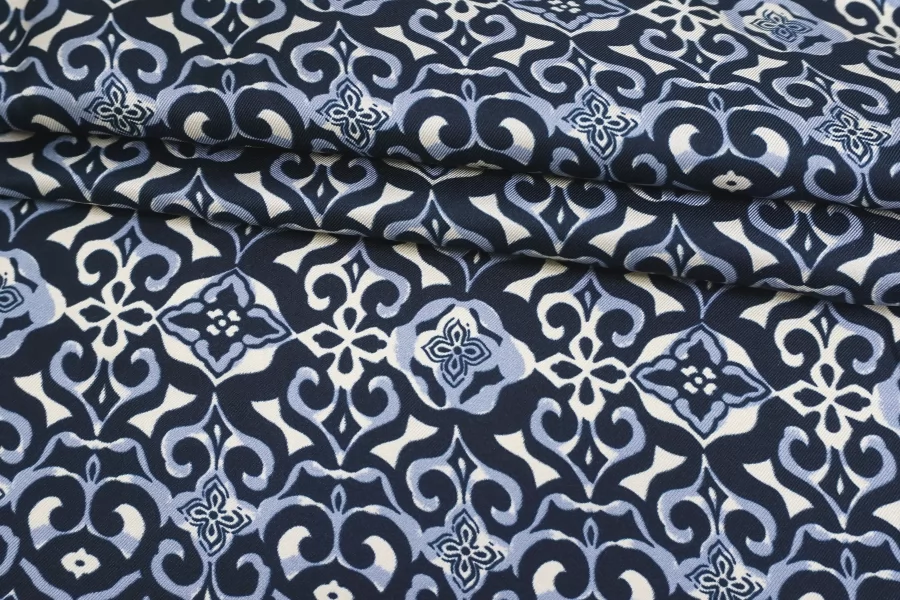 Шёлковый твил MAX MARA Синий орнамент MM H31 N20 14042525