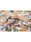 Атласная жаккардовая вискоза плательная MARELLA Цветы абстрактные на белом MM H21/6 H60 14042545
